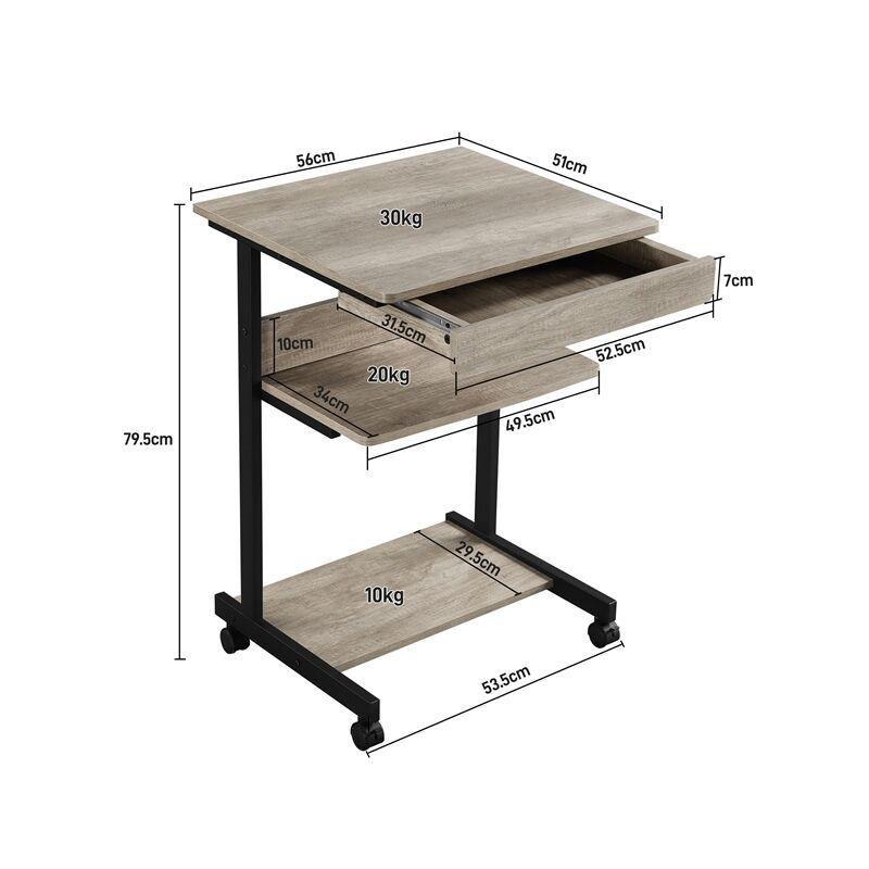 Gri Metal Ayaklı Tekerlekli Çekmeceli Oyuncu Bilgisayar Masası-56x51x79 cm - 116146