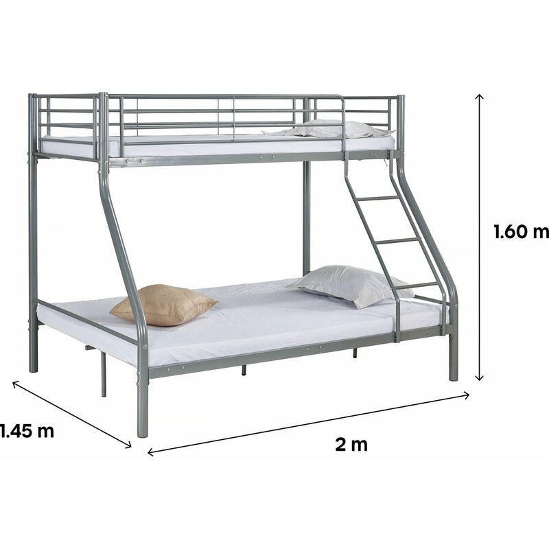 Gri Metal Geniş Alt Yataklı Ranza - 90x190 cm / 140x190 cm - 125212