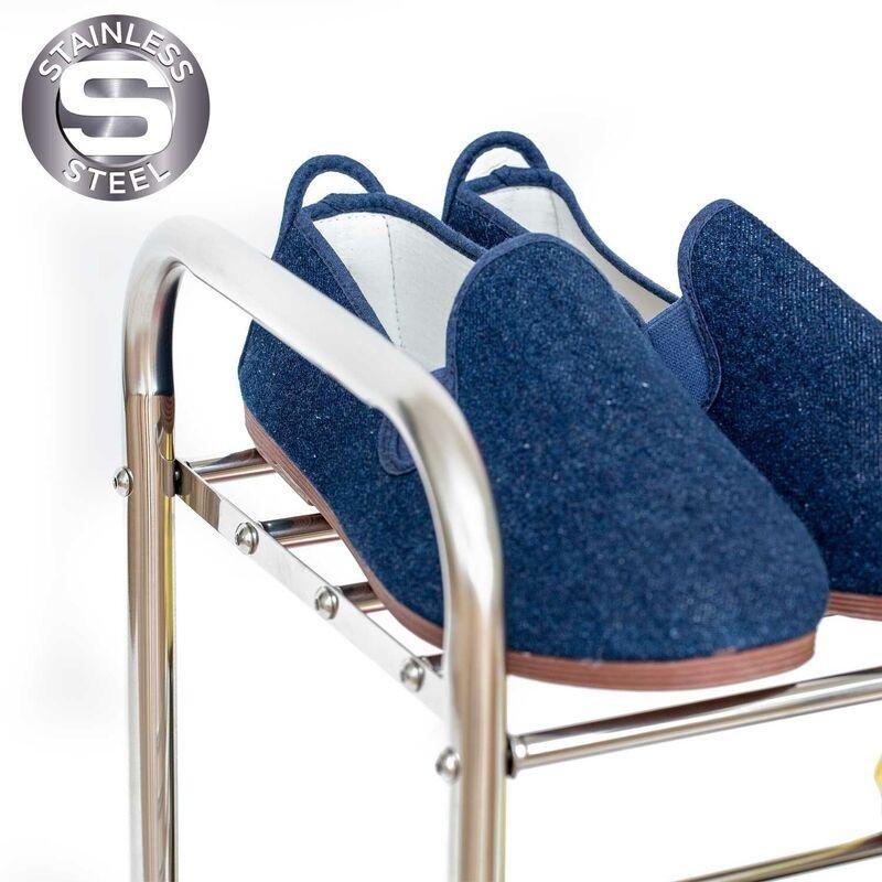 Gri Paslanmaz Çelik 4 Katlı 12 Çift Kapasiteli Ayakkabılık - 65x24x64 cm - 120414