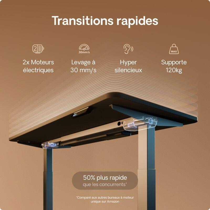 Gri Siyah Melamin Kaplı Yonga Levha USB USB-C Portlu Ayarlanabilir Bilgisayar Masası-120x60x72 cm - 114292