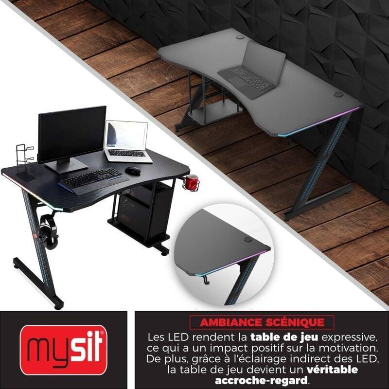 Gri Siyah Yonga Levha Ledli Oyuncu Bilgisayar Masası-120x66x74 cm - 115859
