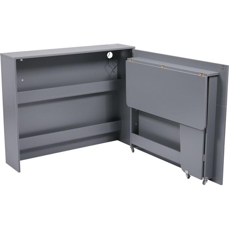 Gri Yonga Levha Tekerlekli Ayarlanabilir Bilgisayar Masası-115x27x93 cm - 114516