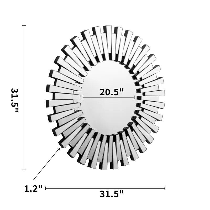 Gümüş Cam ve MDF Kristal İşlemeli Yuvarlak Ayna Setli Aynalı Dresuar - 120 cm - 131368