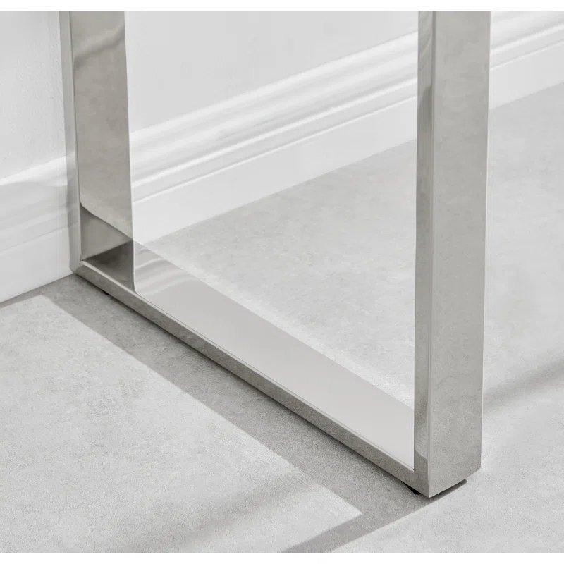 Gümüş Metal Ayaklı Temperli Cam Dikdörtgen Cam Dresuar - 120x41x79 cm - 131914