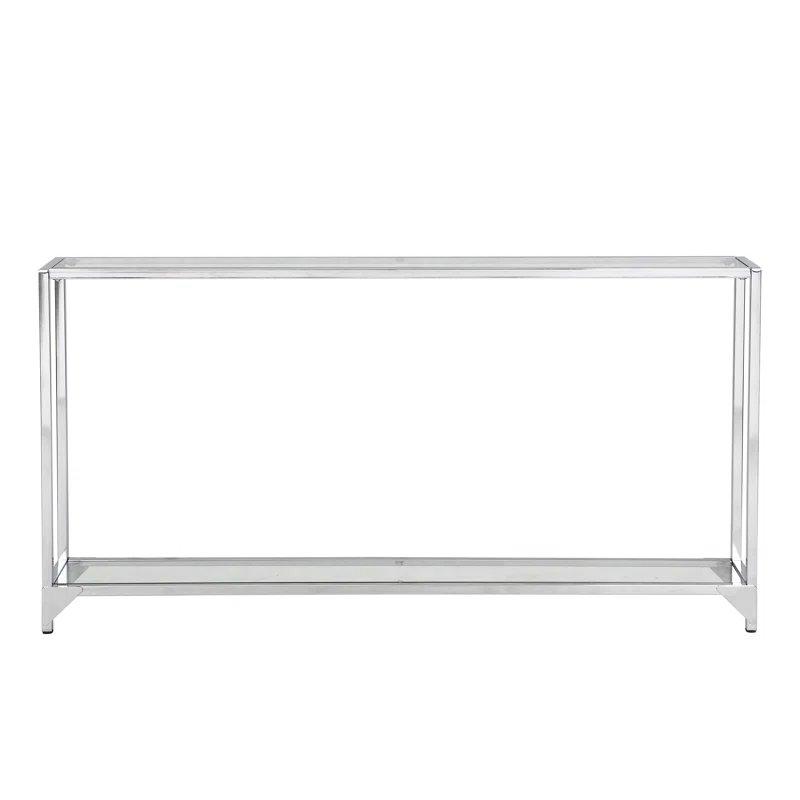 Gümüş Metal ve Temperli Cam İnce Tasarım Raflı Dresuar - 143 cm - 131845