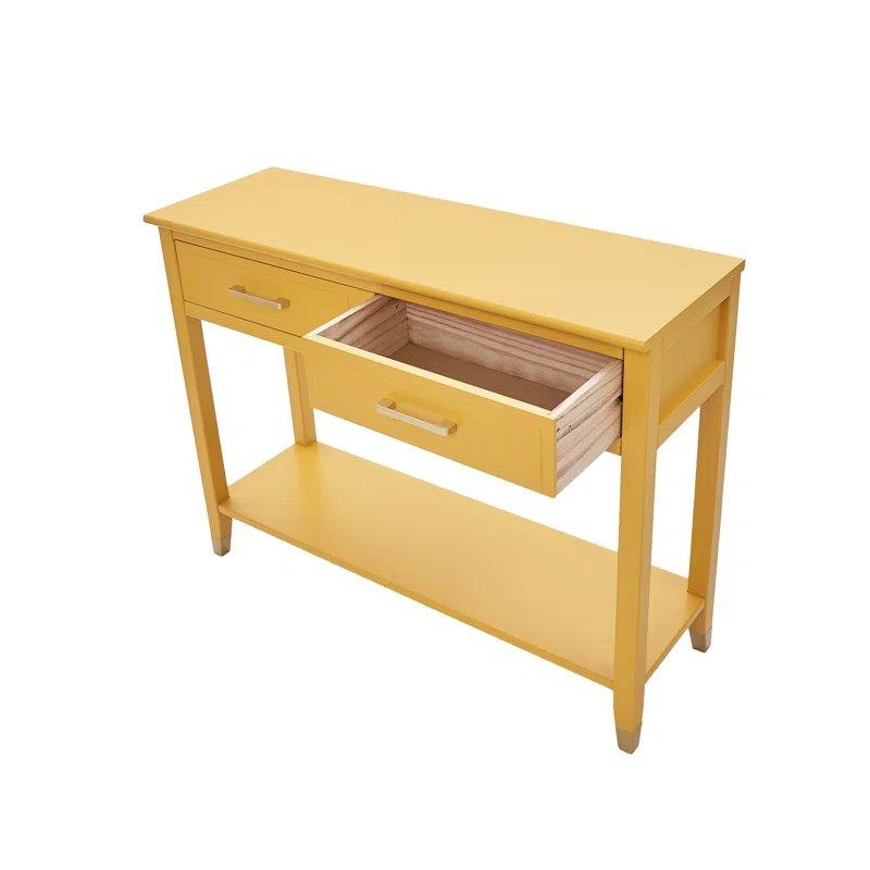 Hardal Masif ve MDF 2 Çekmeceli Raflı Dresuar - 105x35x80 cm - 133099