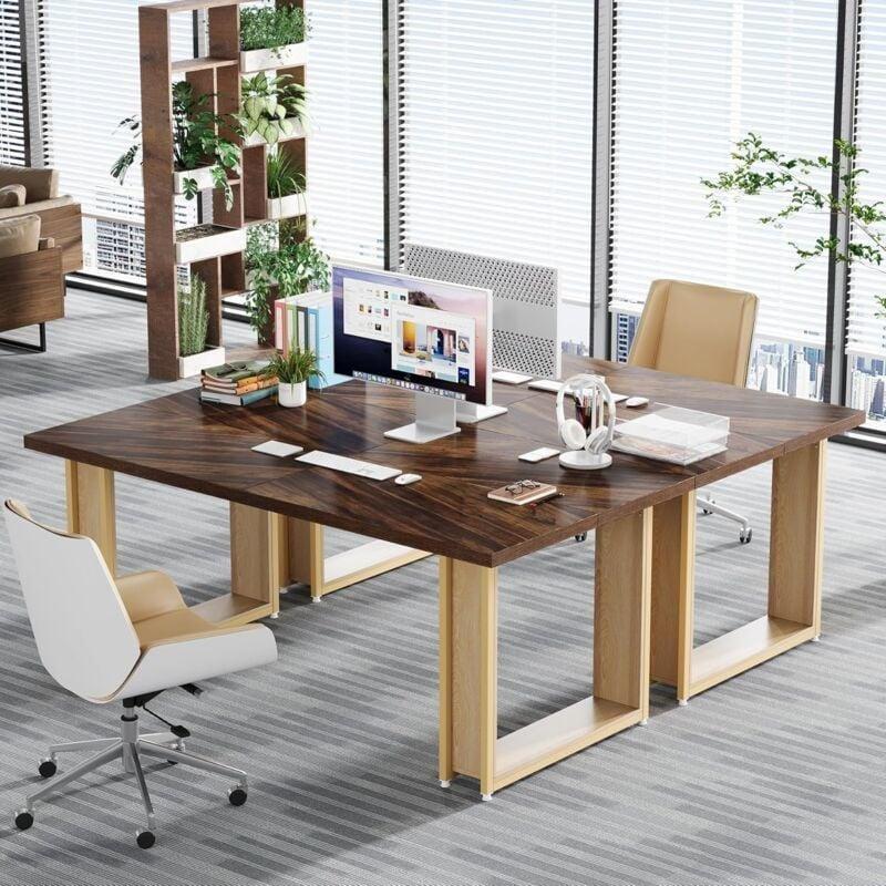 Kahverengi Ahşap Metal Ayaklı Modern Bilgisayar Masası-160x79x75 cm - 115096