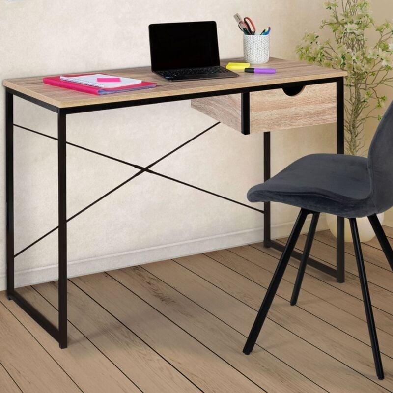 Kahverengi Ahşap Metal Endüstriyel Bilgisayar Masası-110x50x75 cm - 115172