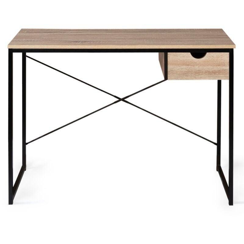 Kahverengi Ahşap Metal Endüstriyel Bilgisayar Masası-110x50x75 cm - 115172