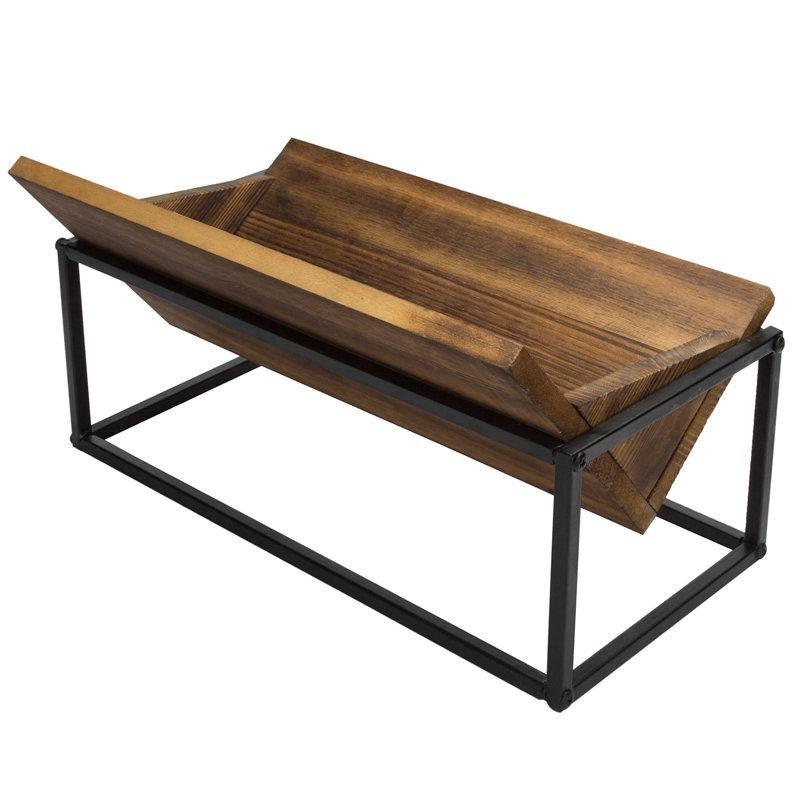 Kahverengi Ahşap ve Metal Masaüstü Düzenleyici Kitaplık - 42x28x23 cm - 141412