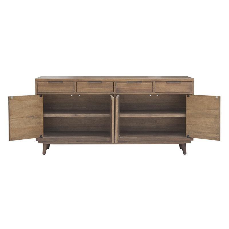 Kahverengi Akasya Ahşap 4 Çekmeceli 4 Kapaklı Chevron Desenli Konsol - 153x46x77 cm - 128836
