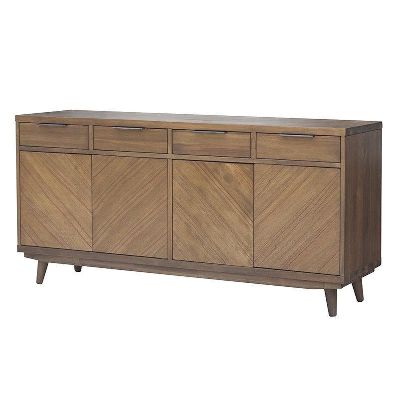 Kahverengi Akasya Ahşap 4 Çekmeceli 4 Kapaklı Chevron Desenli Konsol - 153x46x77 cm - 128836