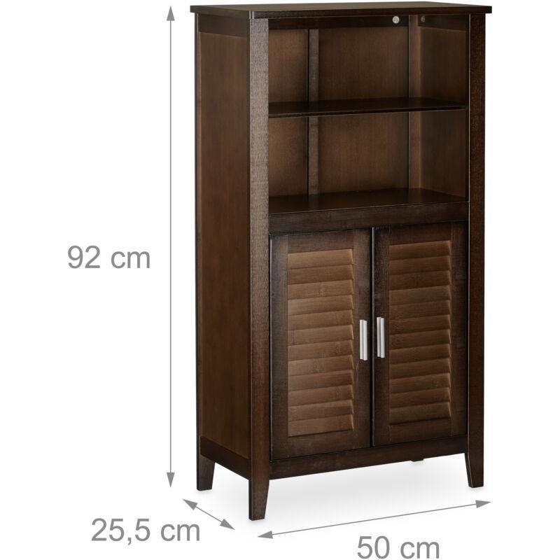 Kahverengi Bambu Raflı Ayaklı Banyo Dolabı-92x50x26 cm - 113618