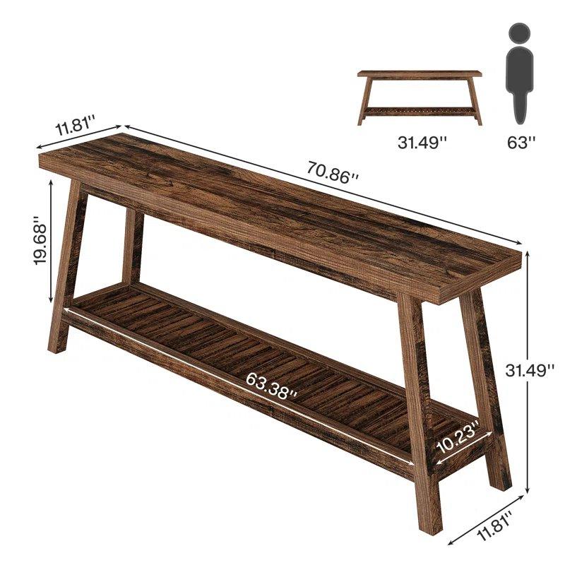 Kahverengi Endüstriyel Ahşap 2 Raflı Country Dresuar - 180x30x80 cm - 132992