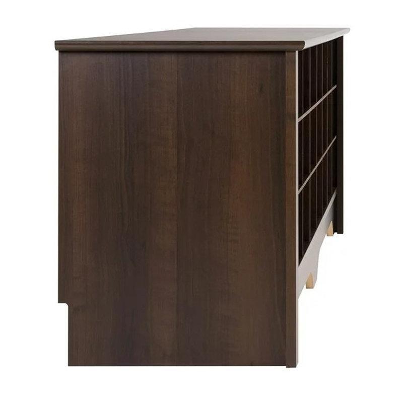 Kahverengi Endüstriyel Ahşap 24 Bölmeli Oturma Alanlı Ayakkabılık Bench - 153x40x52 cm - 120685