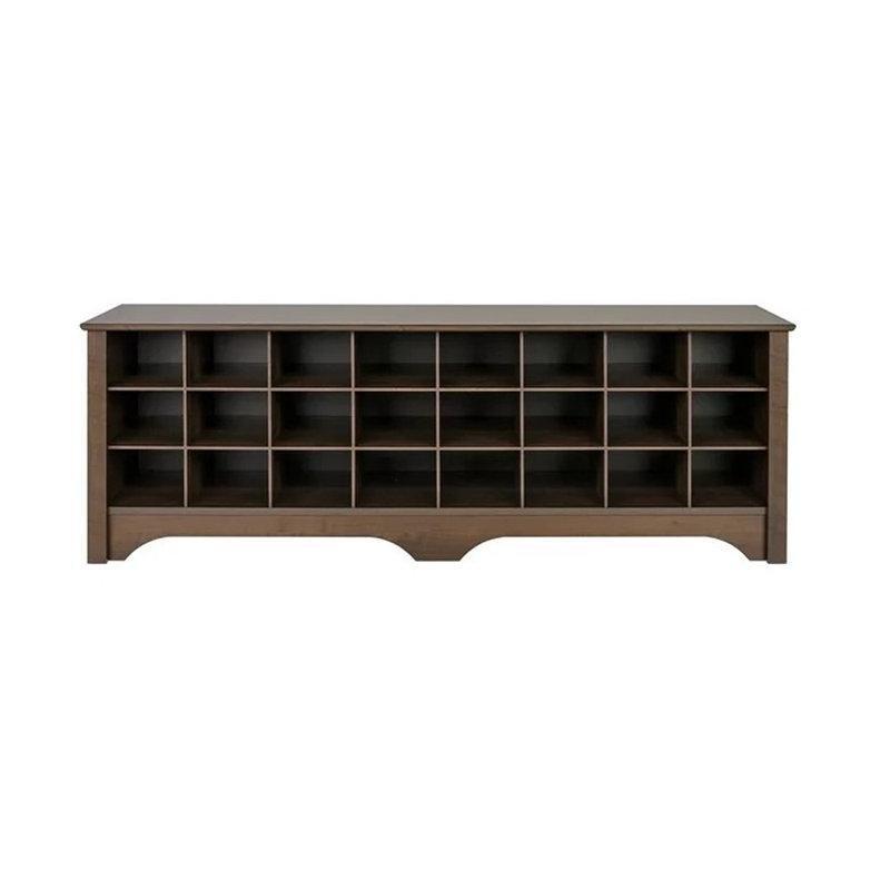 Kahverengi Endüstriyel Ahşap 24 Bölmeli Oturma Alanlı Ayakkabılık Bench - 153x40x52 cm - 120685