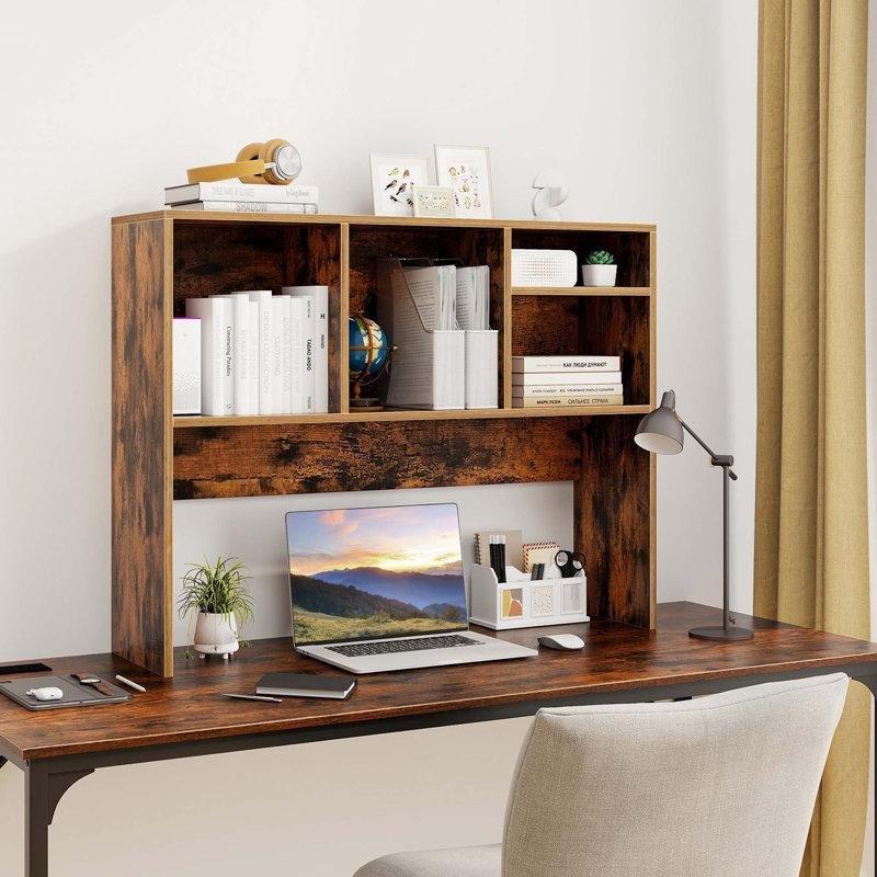 Kahverengi Endüstriyel Ahşap 4 Bölmeli Masaüstü Düzenleyici Kitaplık - 94x26x74 cm - 141460