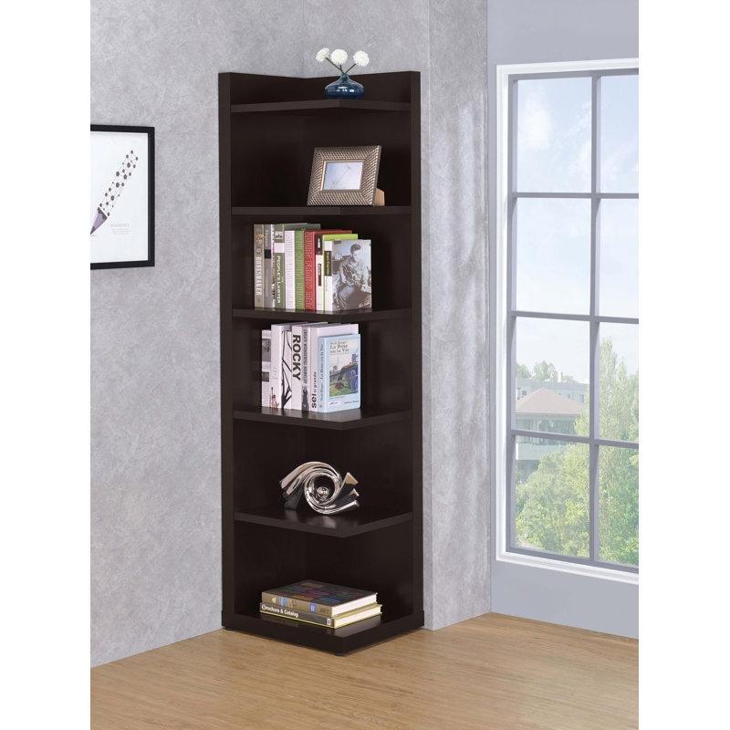 Kahverengi Endüstriyel Ahşap 5 Raflı Köşe Kitaplık - 51x41x181 cm - 141895