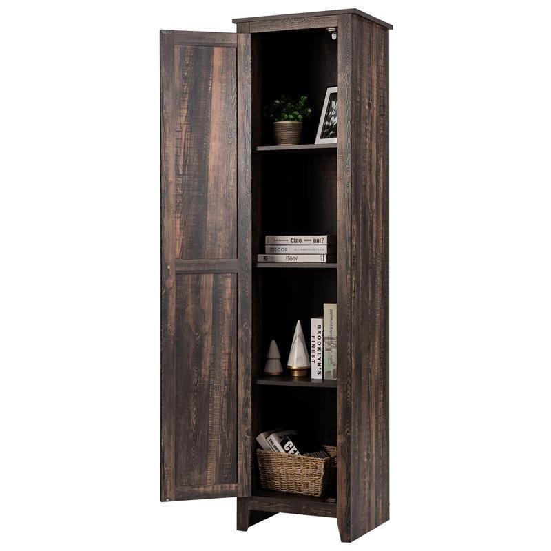 Kahverengi Endüstriyel Ahşap Ayaklı Raflı Country Banyo Dolabı-183x44x41 cm - 114118