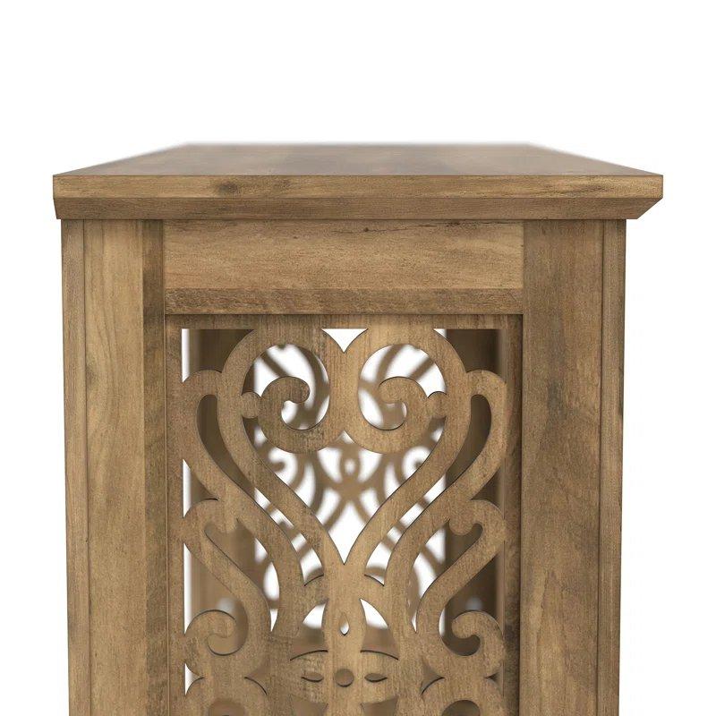 Kahverengi Endüstriyel Ahşap Dekoratif Yan Panelli Raflı Dresuar - 107x38x74 cm - 133027