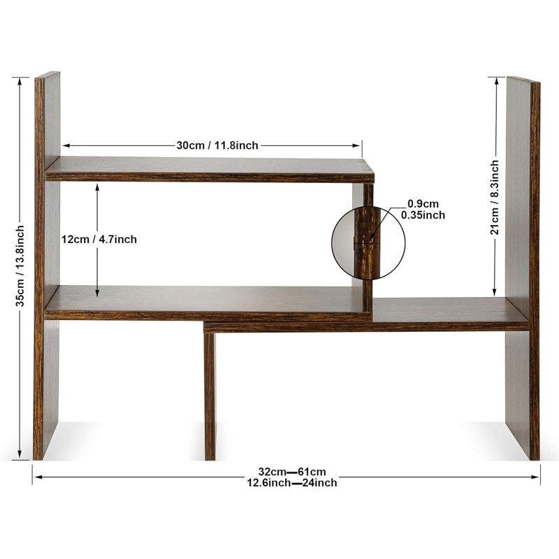 Kahverengi Endüstriyel Ahşap Genişletilebilir Masaüstü Kitaplık - 32-61x17x36 cm - 141439