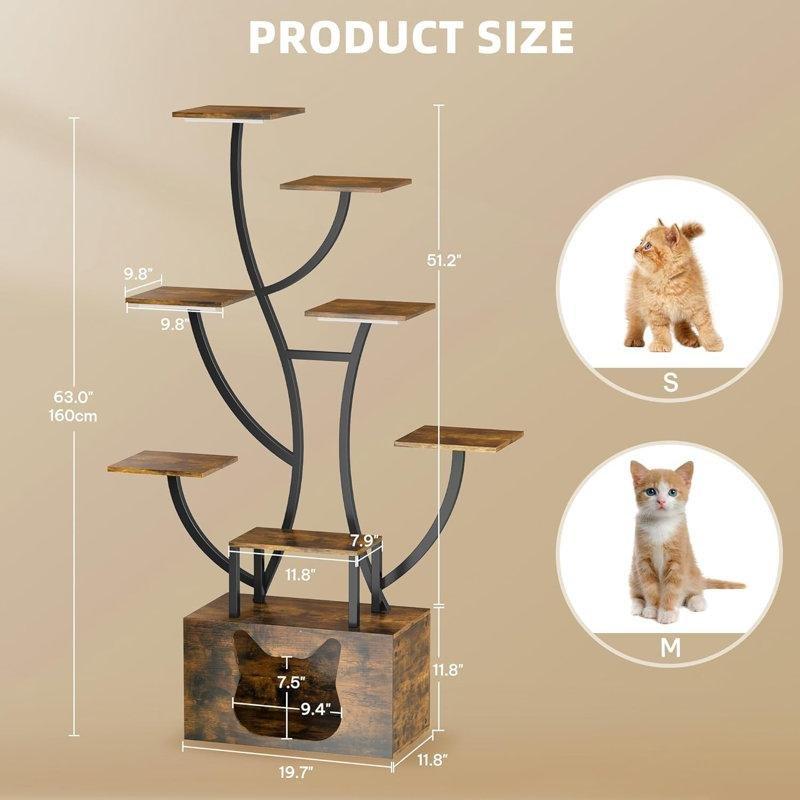 Kahverengi Endüstriyel Ahşap Işıklı Ağaç Tasarımlı Kitaplık - 160x51 cm - 141262