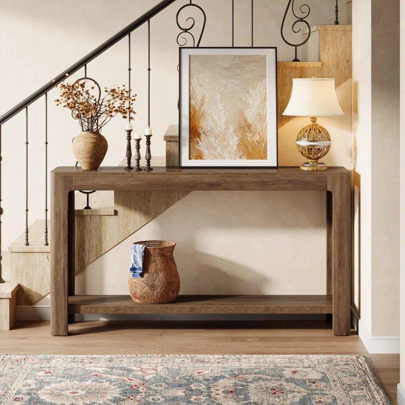 Kahverengi Endüstriyel Ahşap Raflı Koltuk Arkası Dresuar - 160x35x80 cm - 131875