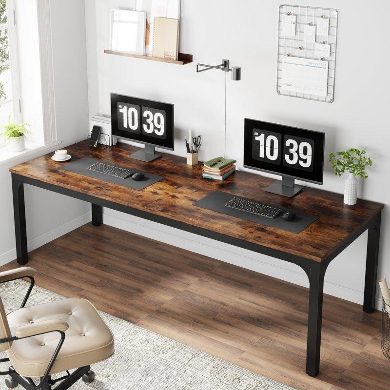 Kahverengi Endüstriyel Ahşap Su Geçirmez Bilgisayar Masası-200x71x75 cm - 116835