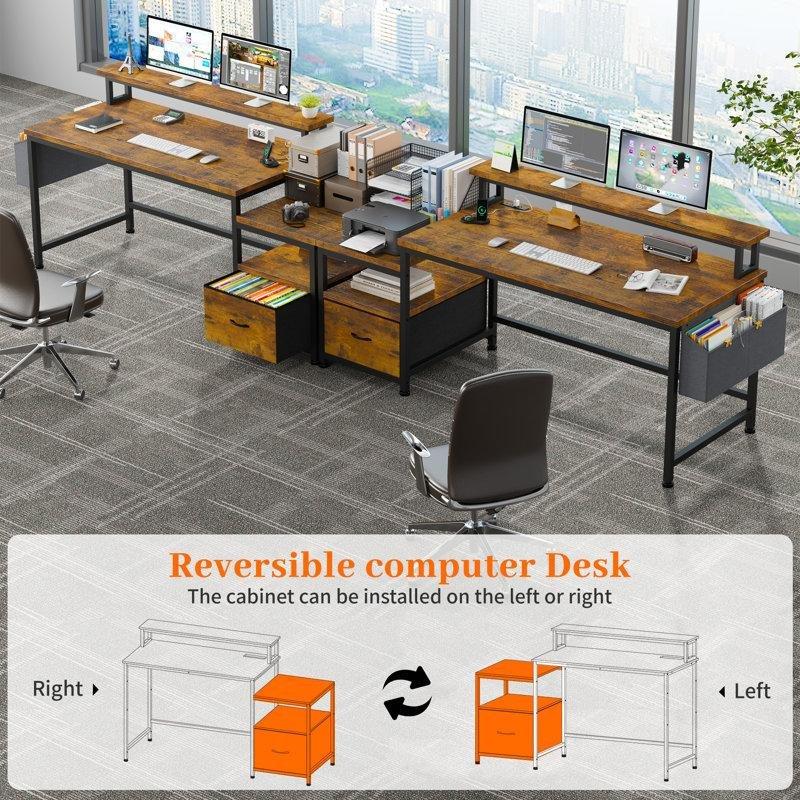 Kahverengi Endüstriyel Ahşap USB Girişli Çekmeceli Bilgisayar Masası-144x51x91 cm - 116712