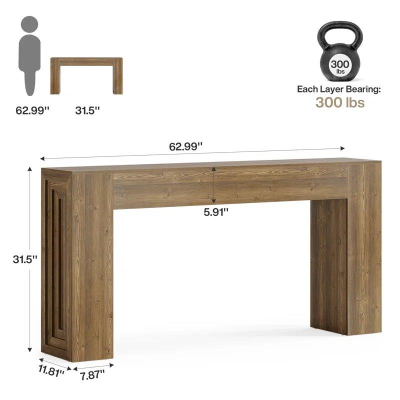 Kahverengi Endüstriyel Ahşap Vintage Tasarım Dresuar - 161x30x81 cm - 133063