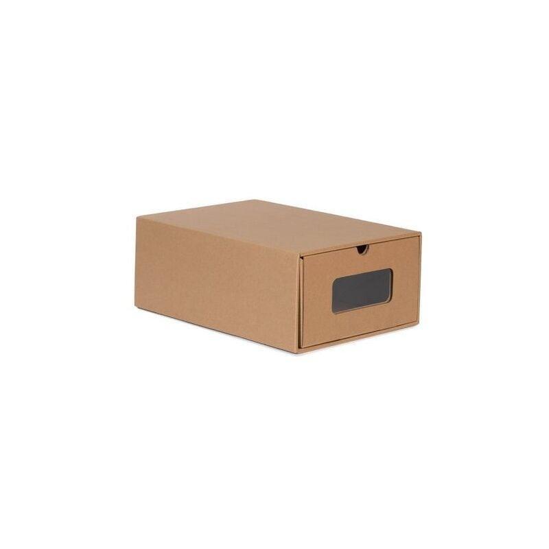 Kahverengi Kraft 20li Çekmeceli Şeffaf Pencereli Ayakkabılık - 35x24x14 cm - 119941