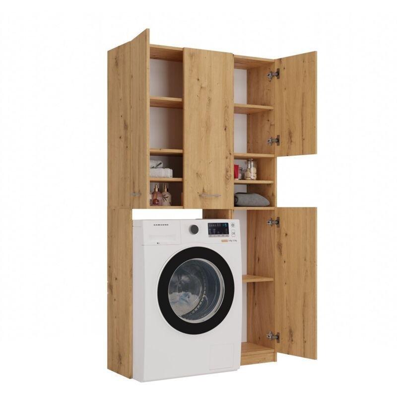 Kahverengi Laminat Raflı Çamaşır Makinesi Dolabı-96x180x30 cm - 118003
