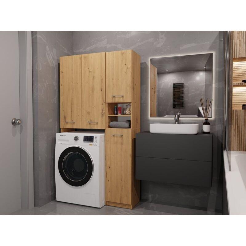 Kahverengi Laminat Raflı Çamaşır Makinesi Dolabı-96x180x30 cm - 118003