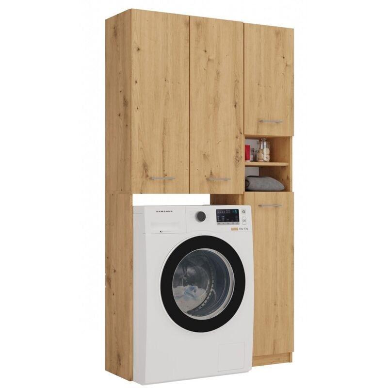 Kahverengi Laminat Raflı Çamaşır Makinesi Dolabı-96x180x30 cm - 118003