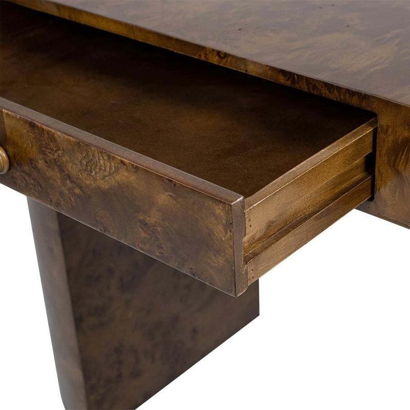 Kahverengi Masif Ahşap Tek Çekmeceli Oval Bilgisayar Masası-62x141x77 cm - 116400