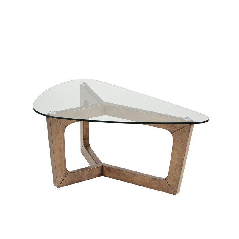Kahverengi Masif Ahşap Temperli Ceviz Cam Sehpa-43x107x72 cm - 117261