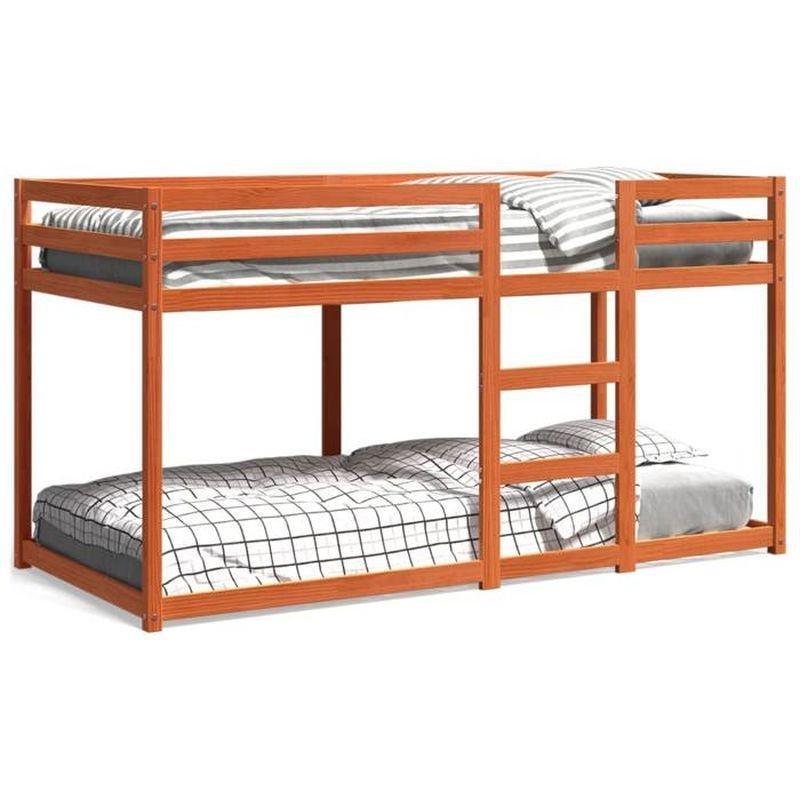 Kahverengi Masif Çam Ağacı Merdivenli Çocuk Ranza - 75x190 cm - 125548
