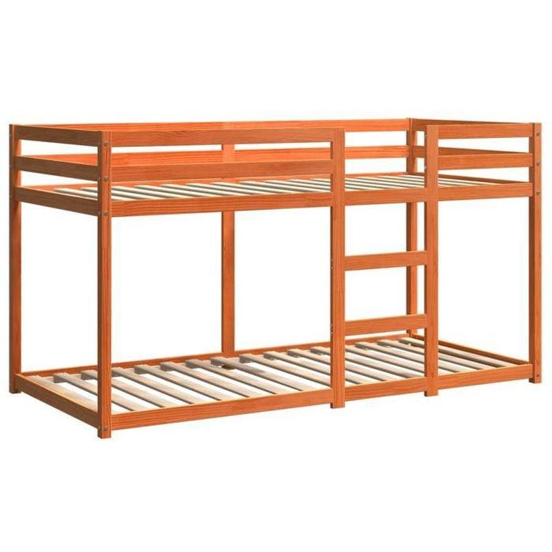 Kahverengi Masif Çam Ağacı Merdivenli Çocuk Ranza - 75x190 cm - 125548