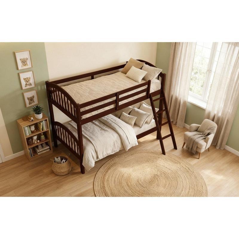 Kahverengi Masif Çam Kavisli Başlıklı Ayrılabilen Ranza - 107x207 cm - 124158