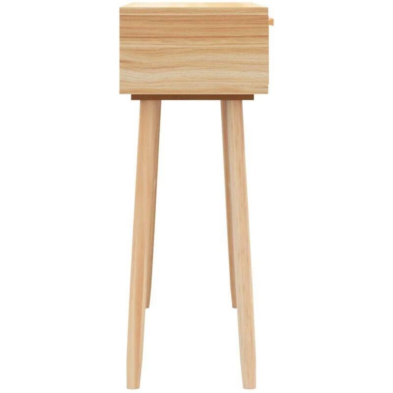 Kahverengi Masif Çam ve Rattan 2 Çekmeceli Dresuar - 80x30x75 cm - 133803