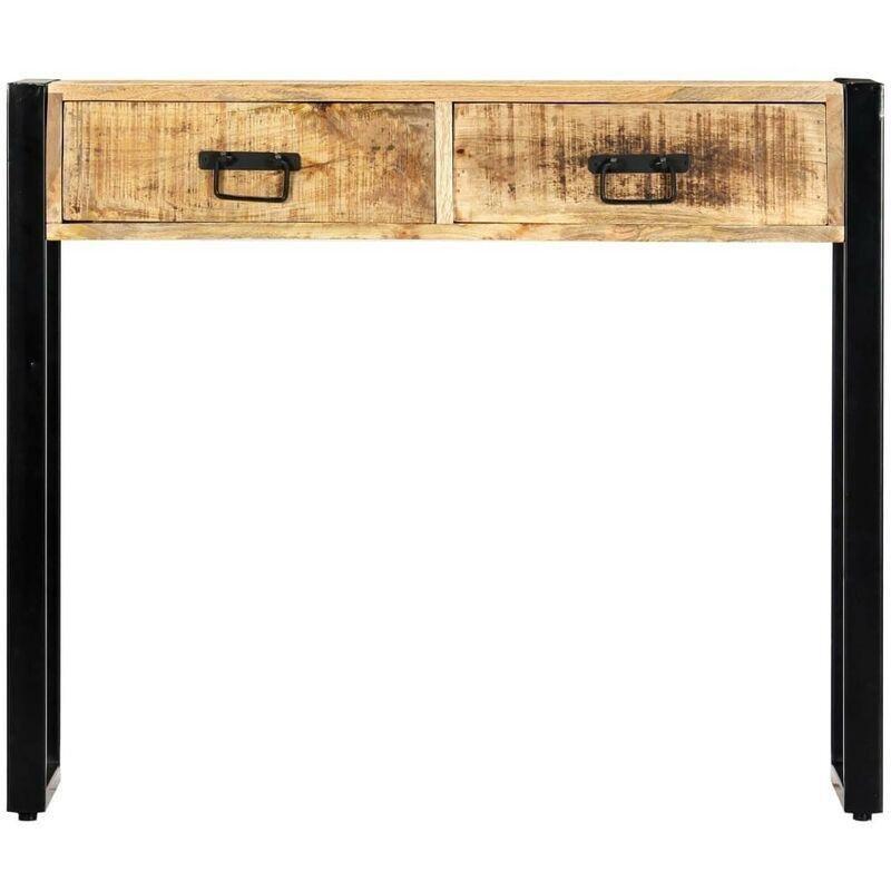 Kahverengi Masif Mango Ağacı ve Çelik 2 Çekmeceli Dresuar - 90x30x75 cm - 133780