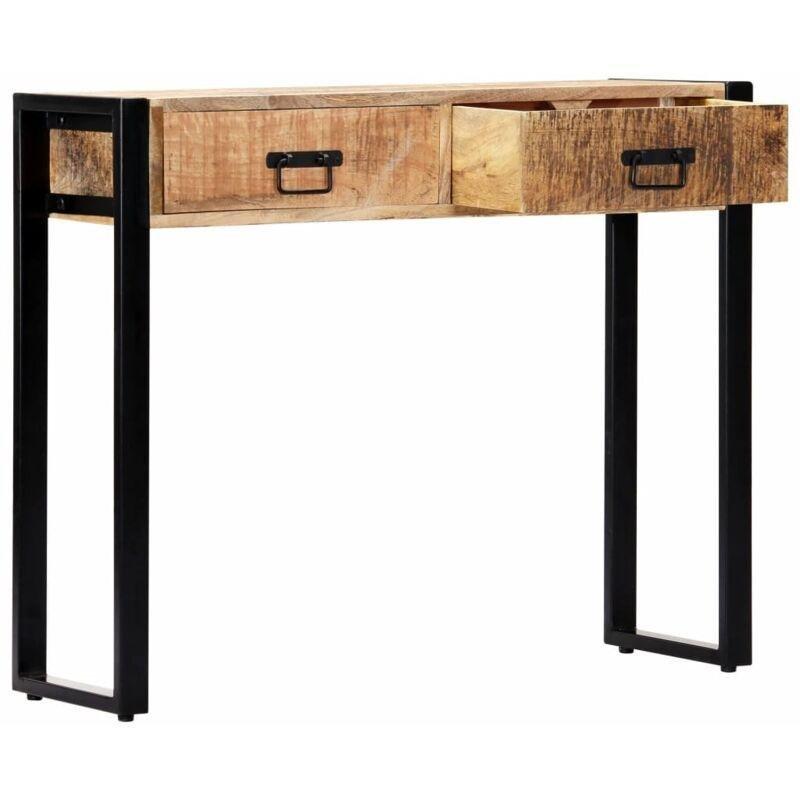 Kahverengi Masif Mango Ağacı ve Çelik 2 Çekmeceli Dresuar - 90x30x75 cm - 133780