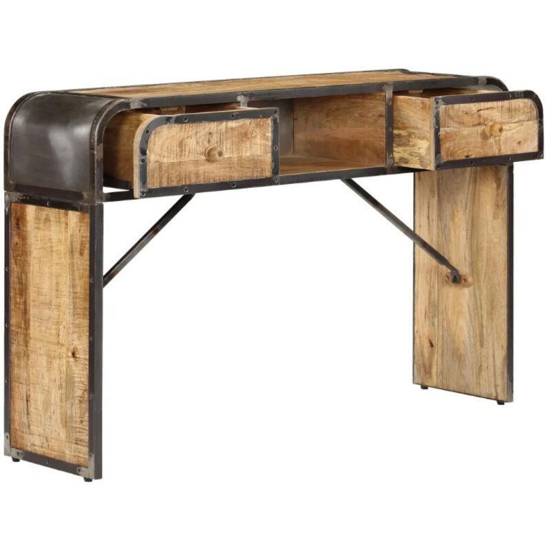 Kahverengi Masif Mango Ağacı ve Demir İskeletli 2 Çekmeceli Dresuar - 120x30x75 cm - 133751