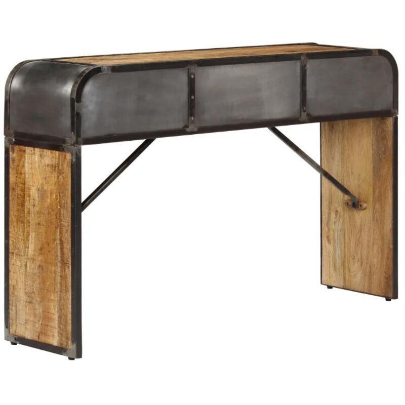 Kahverengi Masif Mango Ağacı ve Demir İskeletli 2 Çekmeceli Dresuar - 120x30x75 cm - 133751