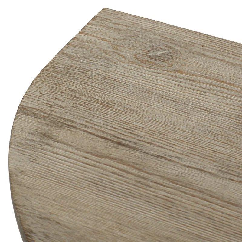 Kahverengi Masif ve Endüstriyel Ahşap Eskitme Detaylı Yarım Ay Tasarım Dresuar - 122x46x77 cm - 132405