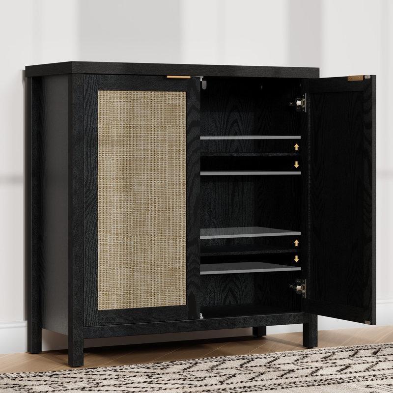Kahverengi Masif ve Endüstriyel Ahşap Rattan Desenli Konsol - 88x36x90 cm - 128662