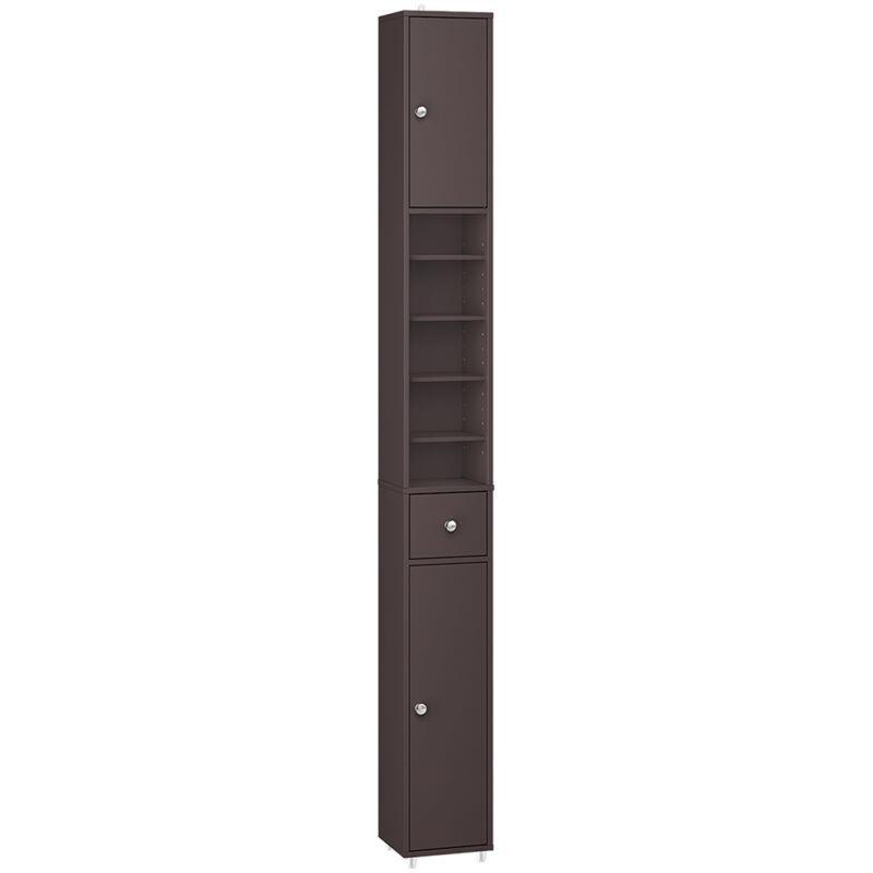 Kahverengi MDF Ayarlanabilir Raflı Banyo Dolabı-20x20x180 cm - 113717