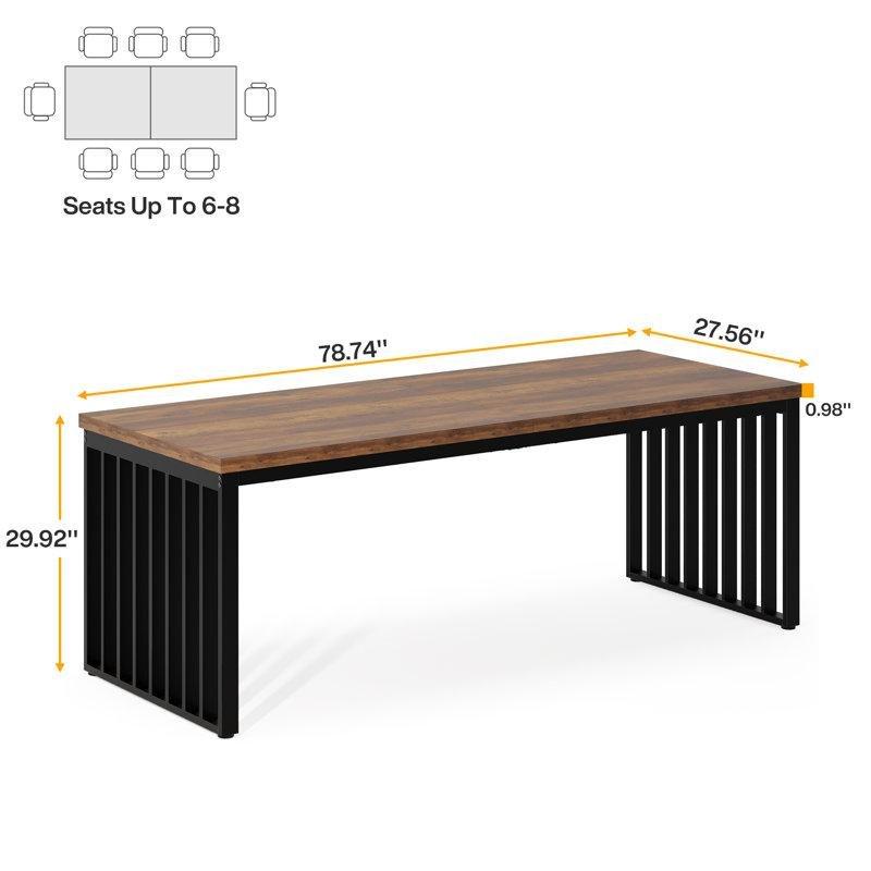 Kahverengi MDF Demir Ayaklı Çift Kişilik Bilgisayar Masası-76x200x71 cm - 116898