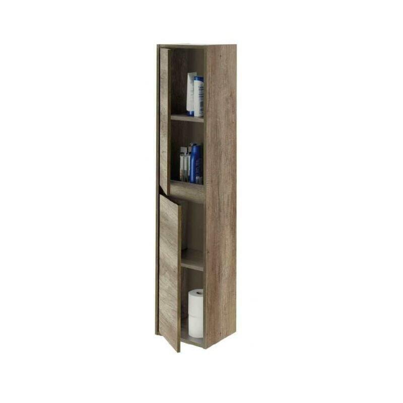 Kahverengi Melamin Duvara Monte İki Kapaklı Banyo Dolabı-30x26x140 cm - 113867
