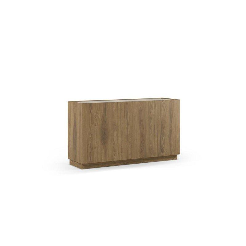 Kahverengi Meşe ve Traverten Görünümlü Endüstriyel Ahşap 3 Kapaklı Konsol - 140x42x79 cm - 129356